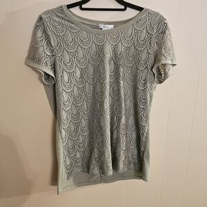 Isela Green Peacock Eyelet Lace Tee